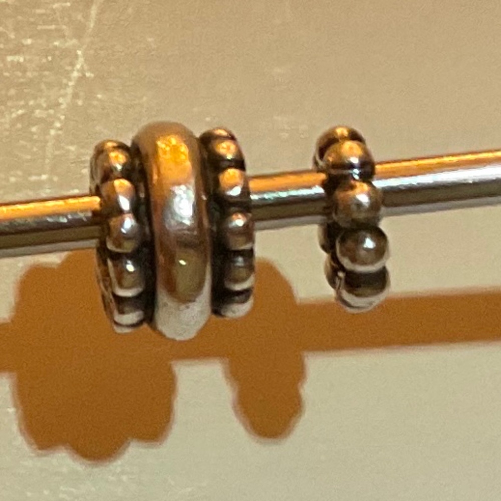 2 Pandora Sterling Silver Dot Line Spacer Charms